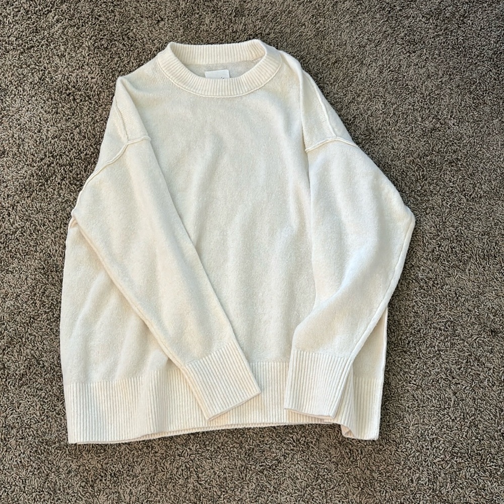 Aerie Cream Crew Neck Sweater